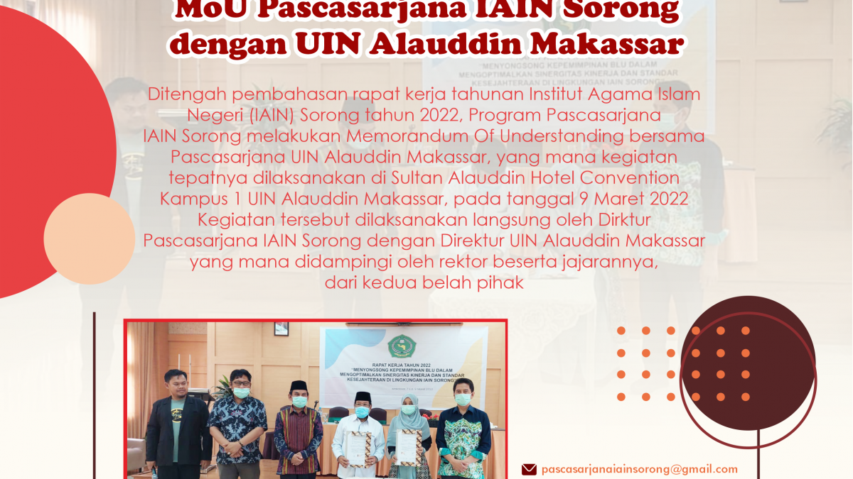 Mou Pascasarjana IAIN Sorong dengan Pascasarjana UIN Alauddin Makassar